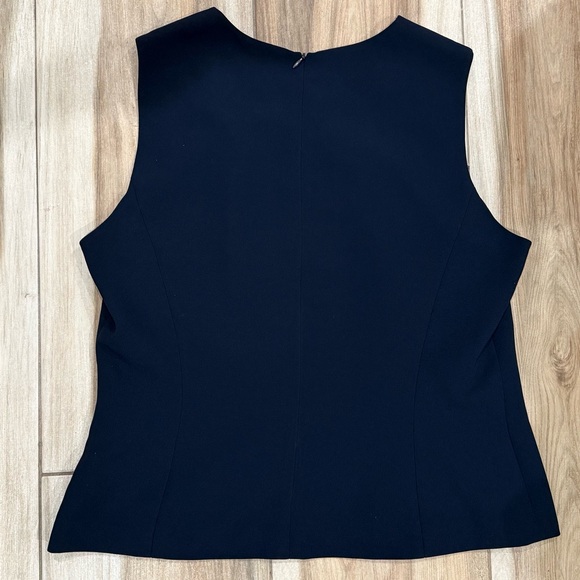 Le Suit Women's Navy Sleeveless Top with Floral Embroidery - Picture 2 of 5